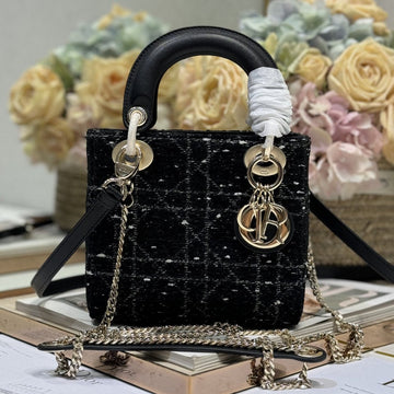 Mini 17 Lady Bag In Black Cannage Tweed