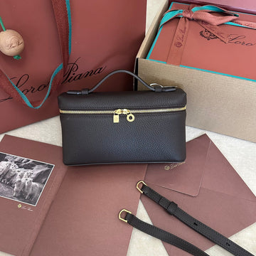 Extra Pocket L19 In Dark Brown Calfskin With Gold Hardware