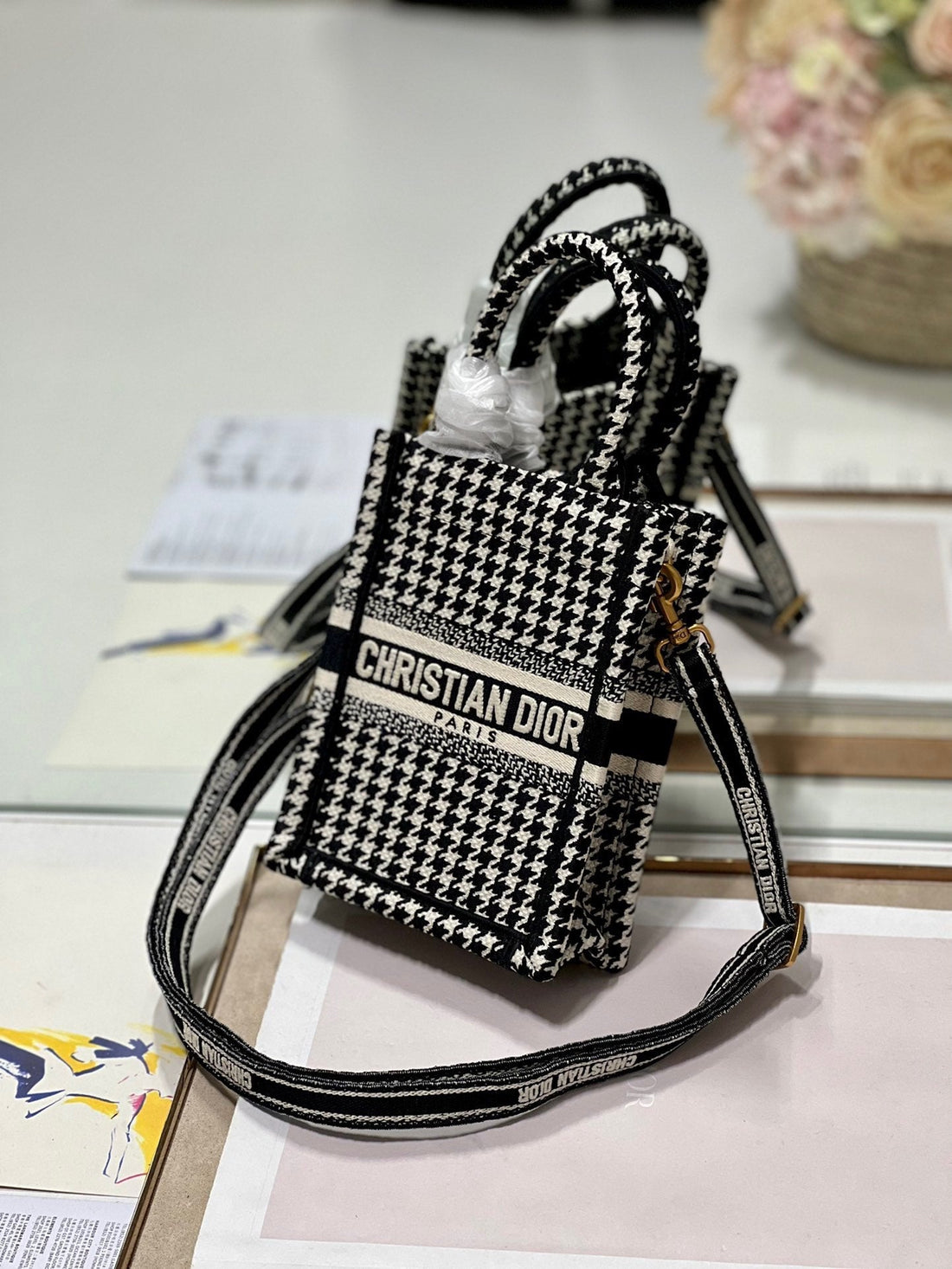 CD Mini Book Tote 13.5 Cm Black Beige 336419