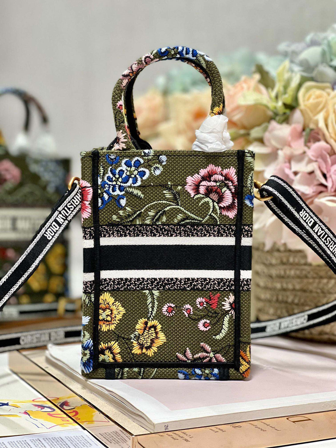 CD "flower Green" Mini Book Tote 13.5 Cm 336422