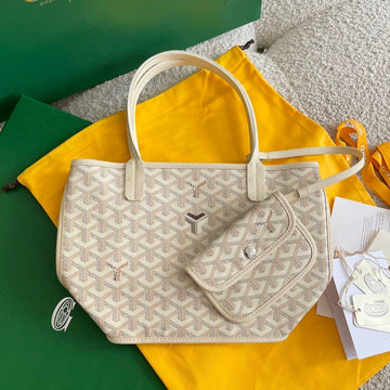 Anjou Mini Bag 20 In Beige Goyardine Canvas And Calfskin