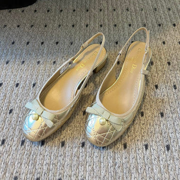 CD Ballet Slingback Pump 35MM In Gold Quilted Calfskin 997273