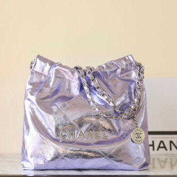 25C Hobo 22 Bag 35CM Violet Metalic Lambskin