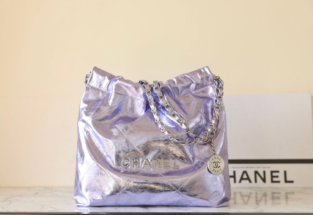 25C Hobo 22 Bag 35CM Violet Metalic Lambskin
