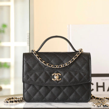 CC 25C Top Handle 18CM Black Grained Calfskin
