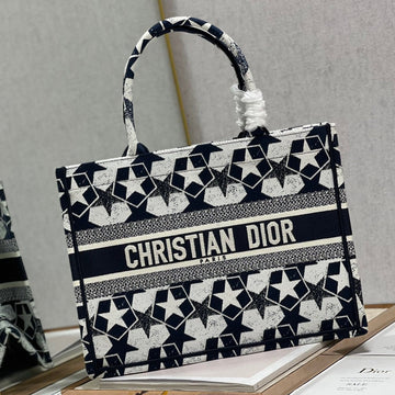 CD Five-Pointed Star Book Tote 36CM Bag Blue White Canvas 336522