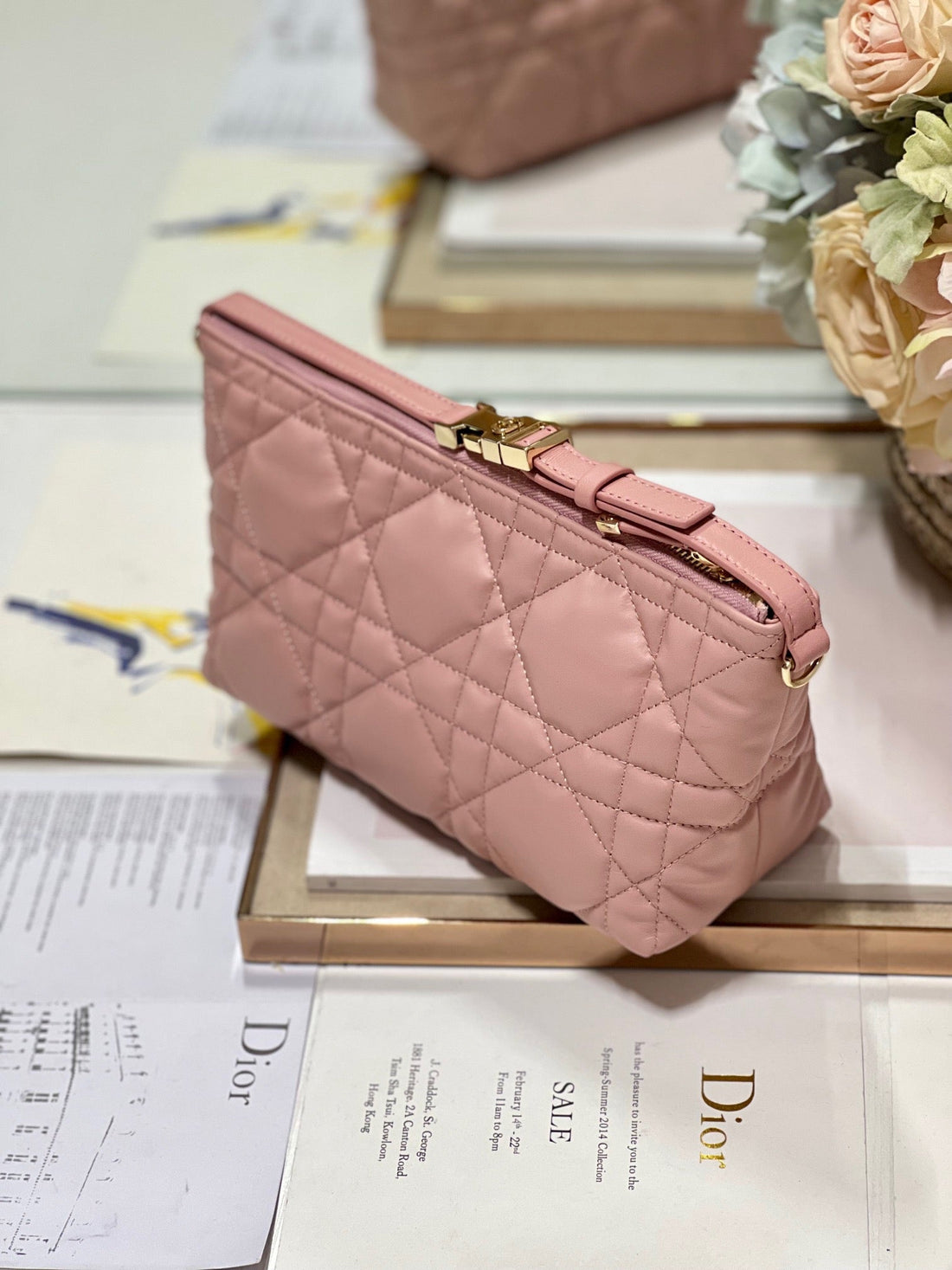 CD Medium Travel Nomad Clutch "pink" Calfskin 336806