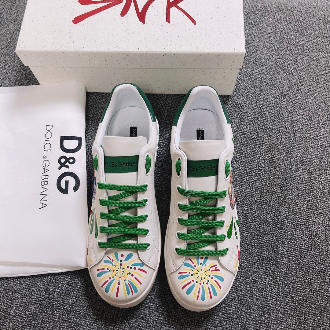 Dc Portofino Limited Edition Sneakers Green Snake Embroidery & Sheepskin 288471