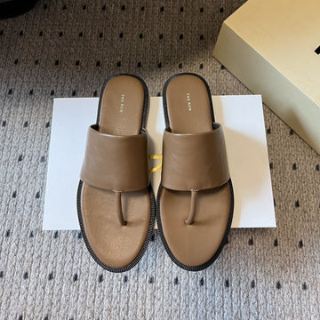 Signum Flat Sandal In Brown Sheepskin 282426