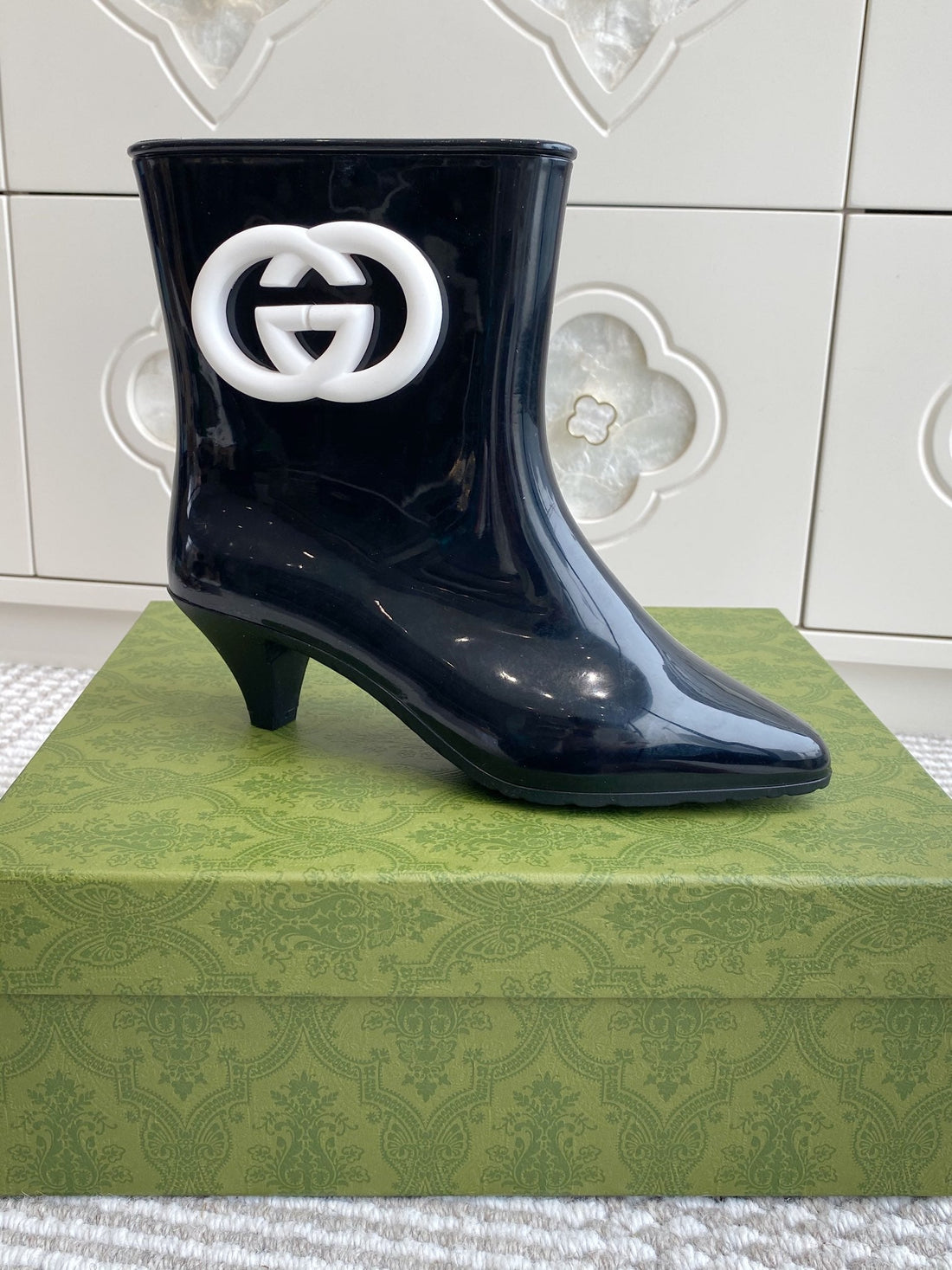 Gc Ankle With Interlocking G Boot Black Rubber 291027