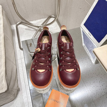 LV Pharrell And Nigo Hiking Shoes Burgundy Sheepskin 383739