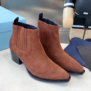 Pra Classic Pointed-Toe Boots Reddish Brown Suede