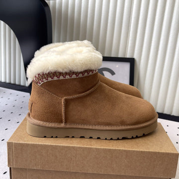 Ugg Classic Ultra Mini Taslyn Boots Tan Suede And Wool 514144