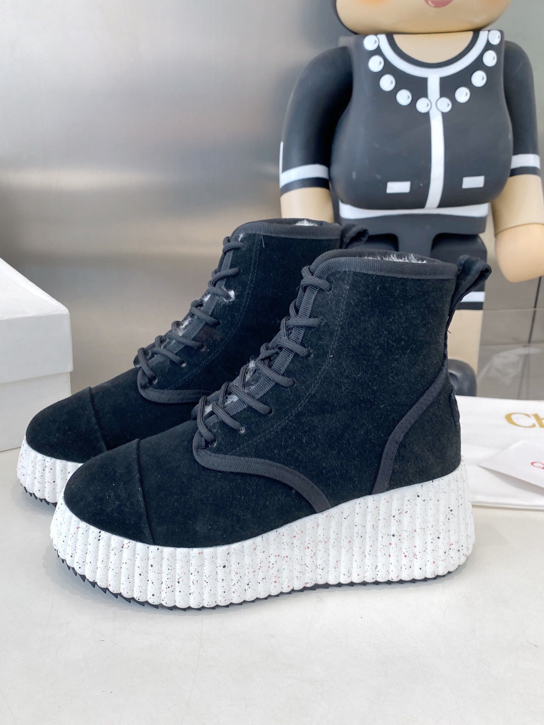Chloé Snow Boots Navy Blue Suede 531624