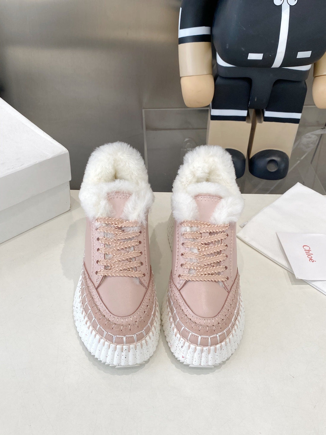 Chloé Nama Sneaker Pink Cowhide Wool 531605