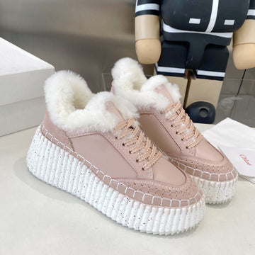 Chloé Nama Sneaker Pink Cowhide Wool 531605