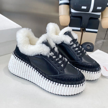 Chloé Nama Sneaker Black Cowhide Wool 531608