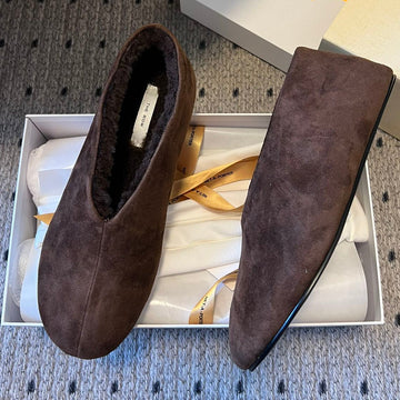 The Row 2025 Stella Slip-On Shoe Brown Suede Wool 561642