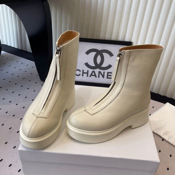 The Row 2025 Zipped Ankle Boot White Cowhide 554601