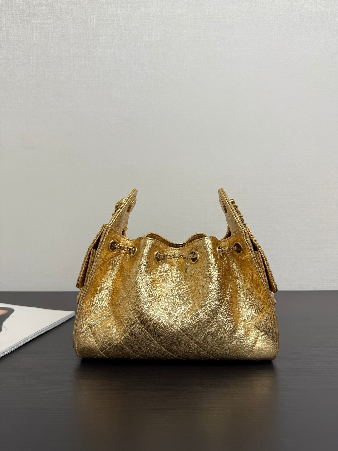 Chanel 2026 Hobo Bag 22CM Gold Grained Calfskin
