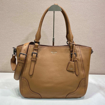 Prada Large Tote Bag 38CM Brown Leather