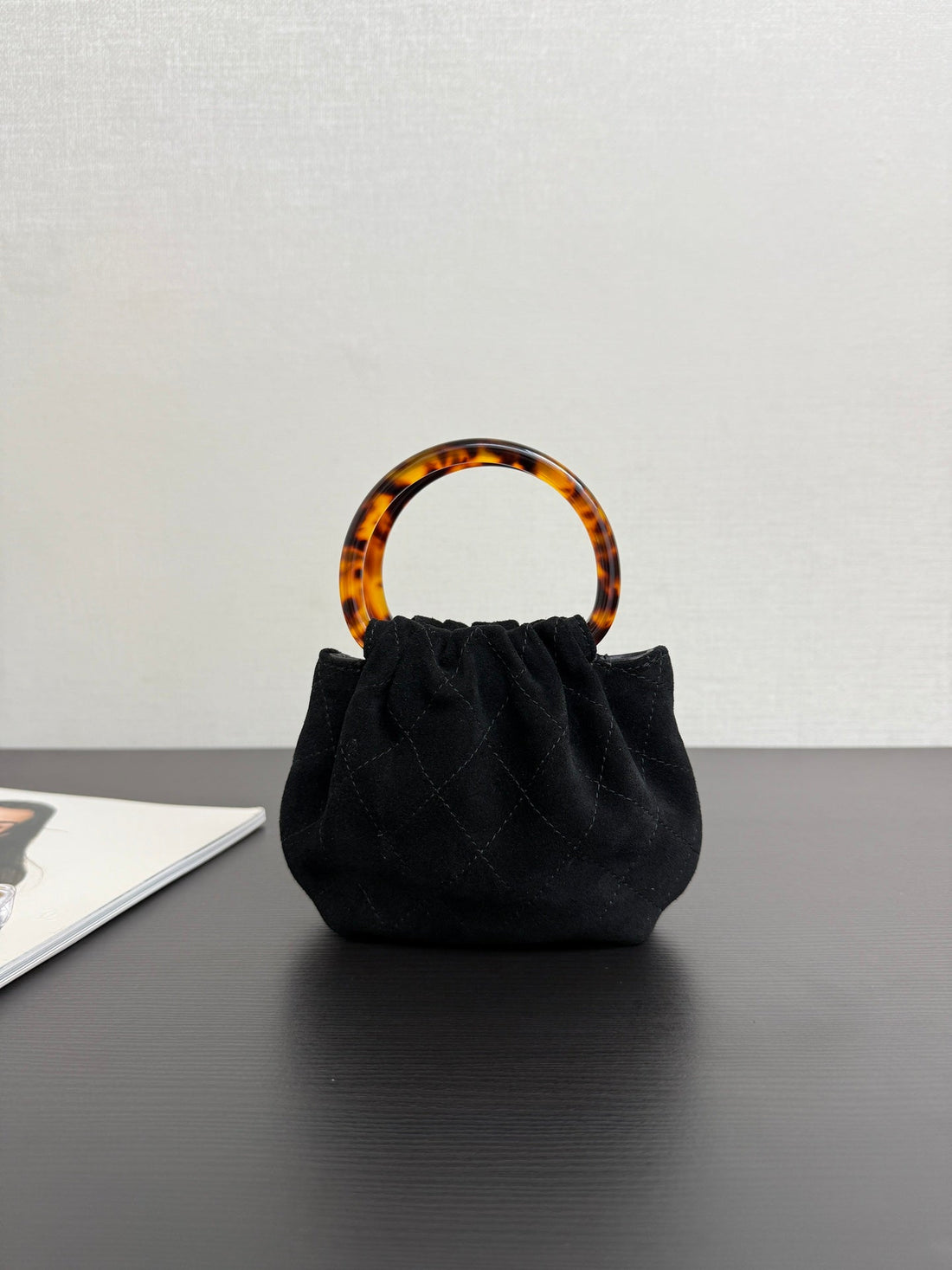 Chanel 2026 Mini Pouch 16CM Black Tortoiseshell Suede Effect Plexi