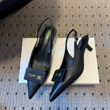 Celine Signature Slingback 5CM Black Lambskin 619637