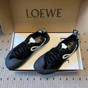 Loew 26S Flow Sneaker Black White Suede Sheepskin 682760