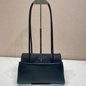 Prada Passage Medium Bag 28CM Black Leather Re-Nylon