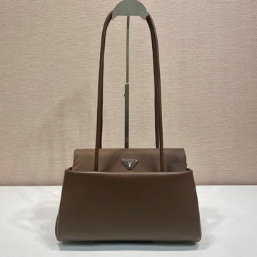Prada Passage Medium Bag 28CM Brown Leather Re-Nylon