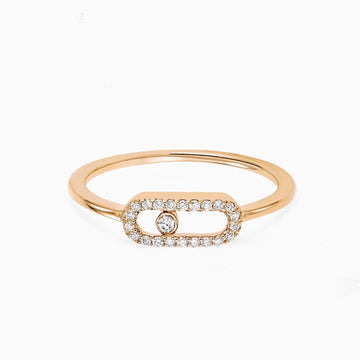 Move Uno Pink Gold Diamond Paved Ring