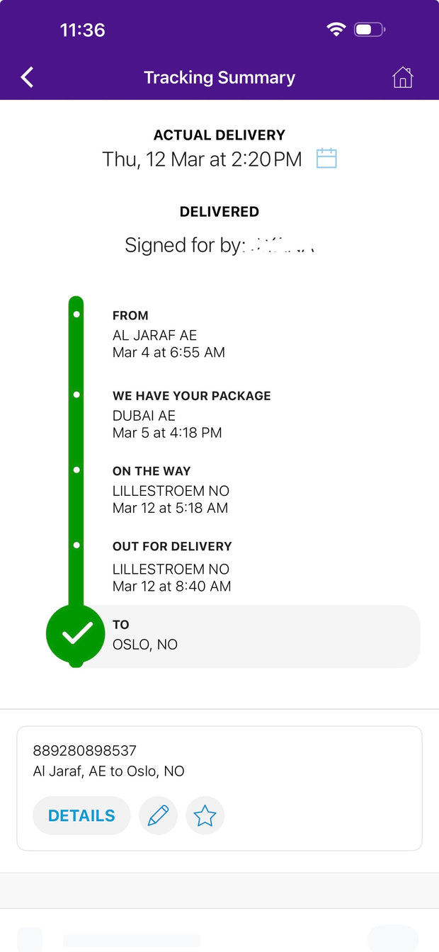 Delivery proof screenshot