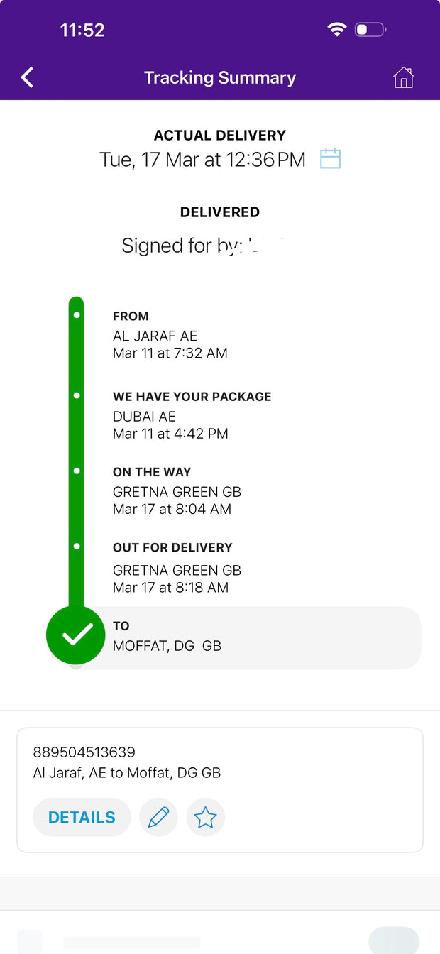 Delivery proof screenshot