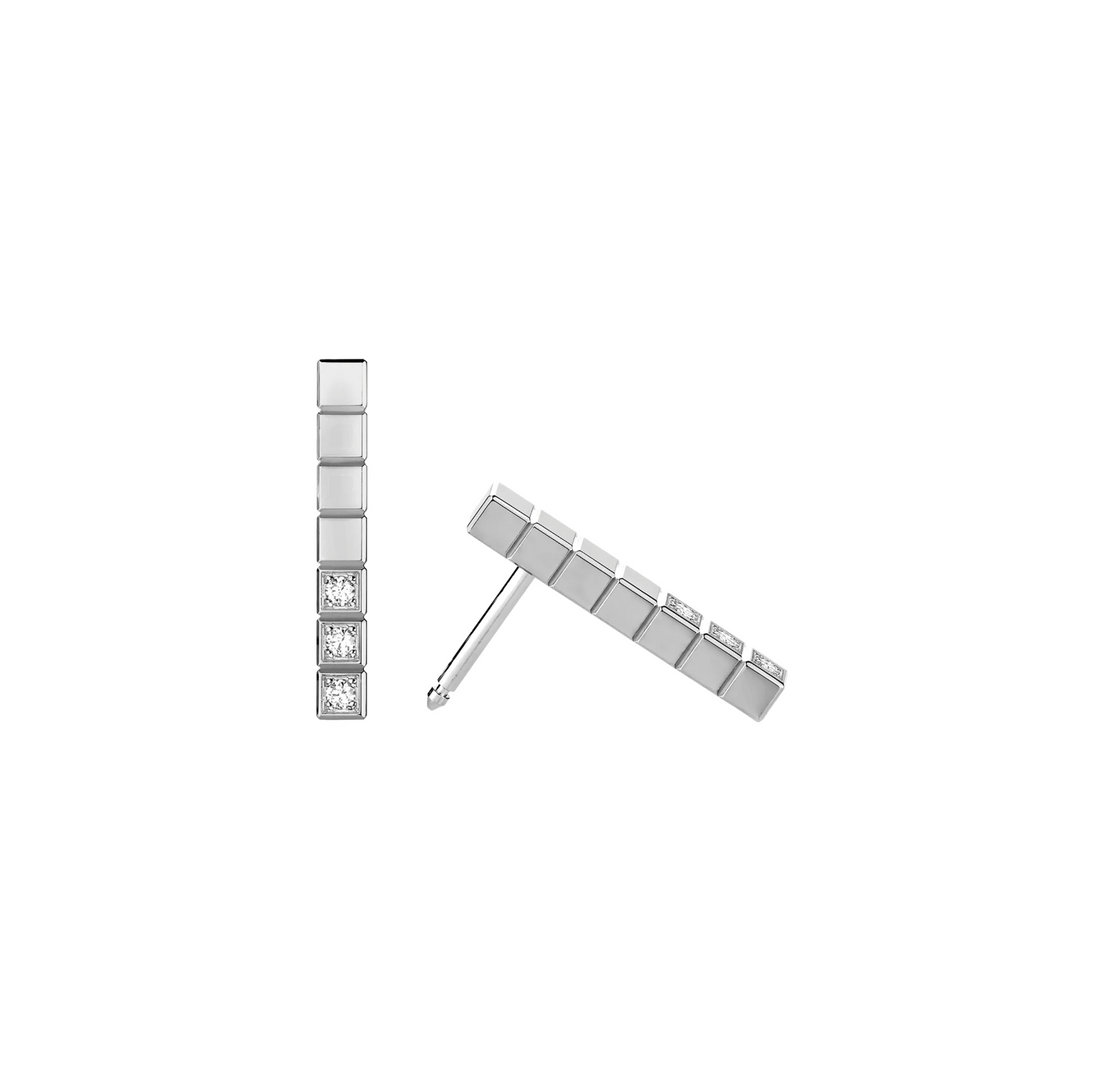 Ice Cube Silver Diamonds Earrings