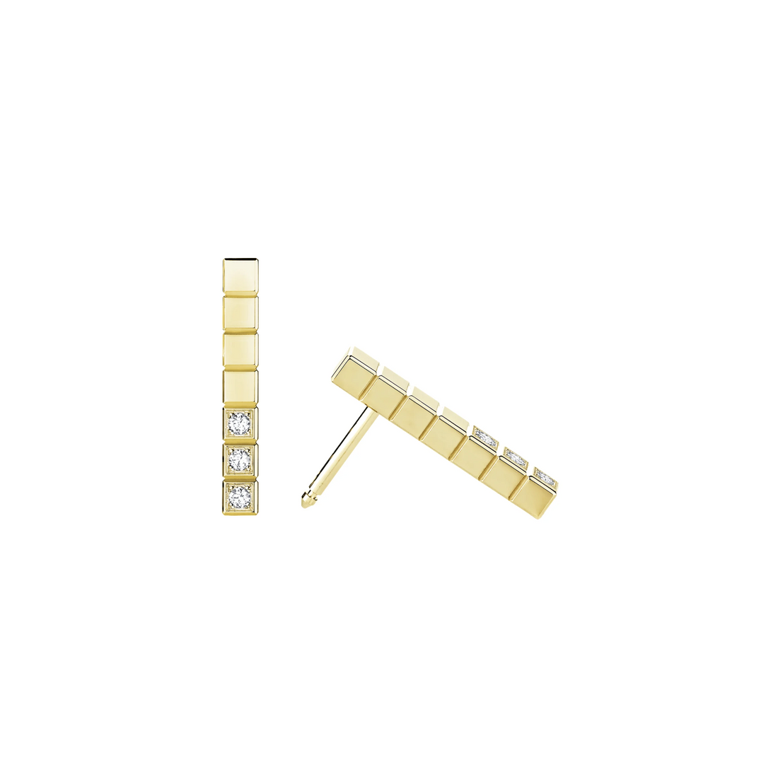 Ice Cube Gold Diamonds Earrings