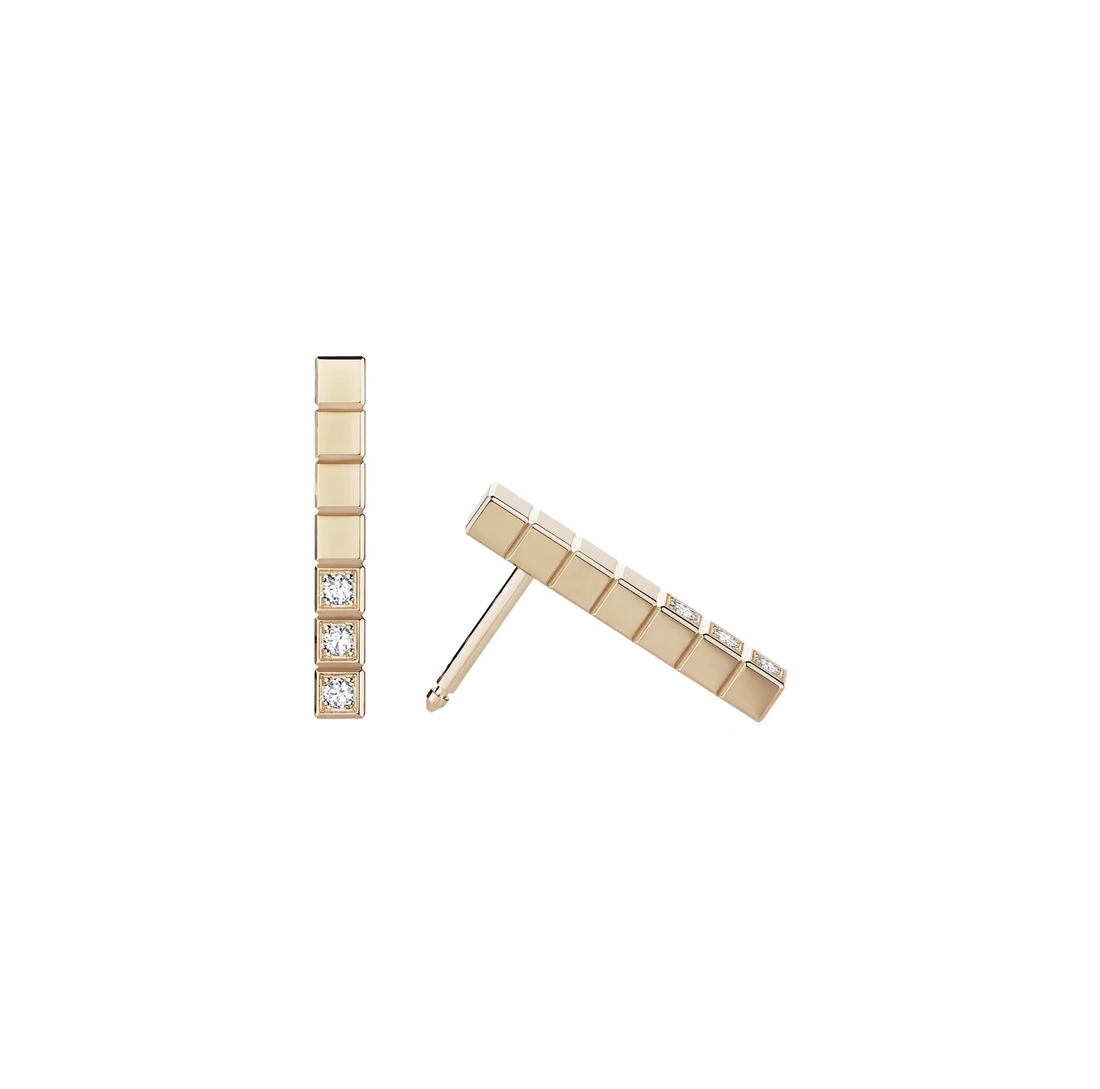 Ice Cube Pink Gold Diamonds Earrings