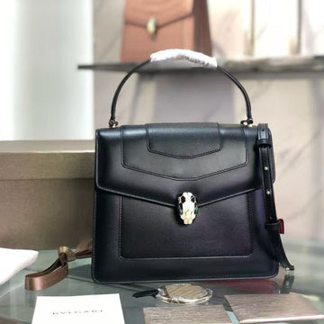 Bvl Serpenti Forever Top Handle Bag 25 Cm Black Calfskin Ghw 188651