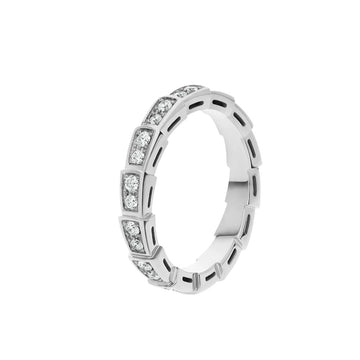 Serpenti Ring Silver Diamond Paved 3MM