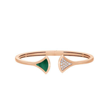 Dream Bracelet Open Malachite Pink Gold