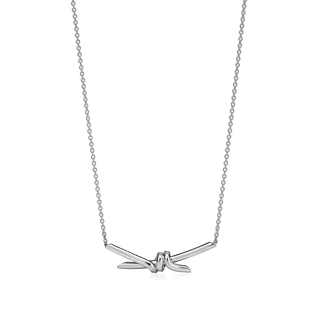 Knot Pendant Silver Diamond Necklace
