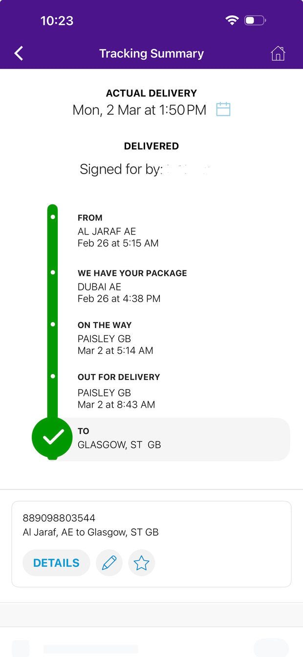 Delivery proof screenshot