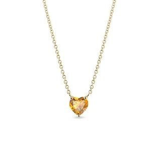 Heart Shape Silver Yellow Diamond Necklace
