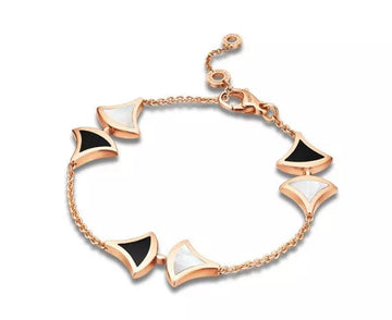 Dream Mop And Onyx Bracelet Pink Gold