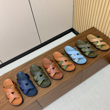 Hm 25 Kazimir Sandal Two-Tone Calfskin Canvas