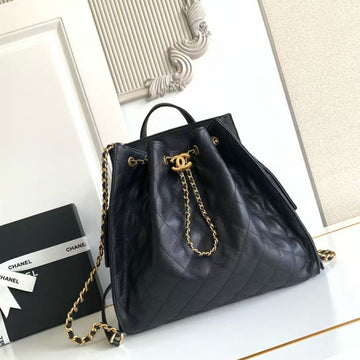CC 25B Medium Backpack With Chain 23CM Black Caviar Ghw
