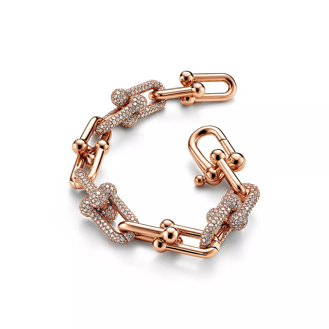 Hardwear Large Link Pink Gold Paved Diamond Bracelet