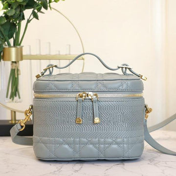 Small Travel Vanity Case Cloud Blue Lambskin