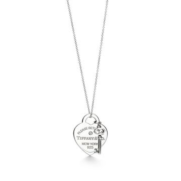 Heart And Key Silver Necklace