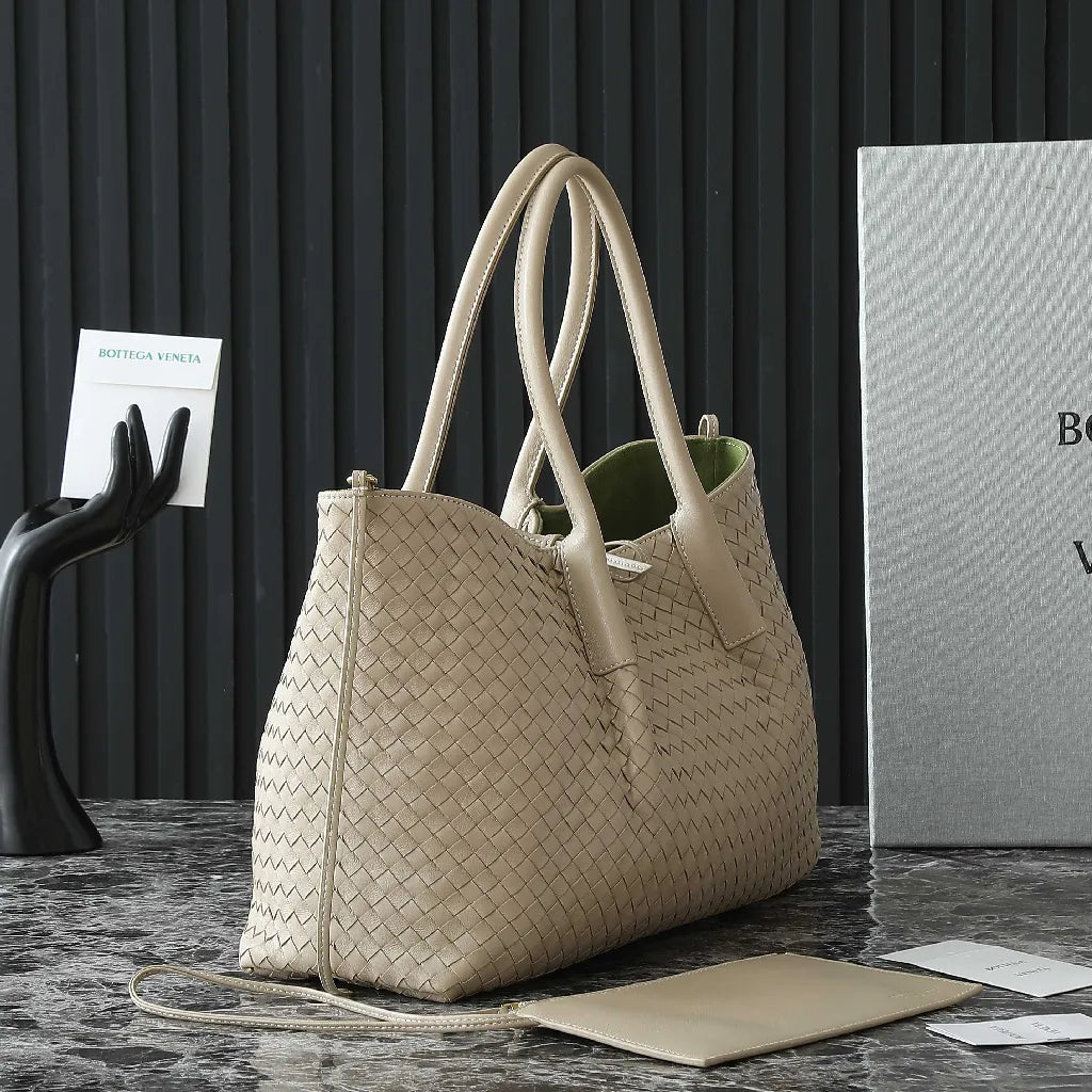 Bv Pinacoteca Bag 43CM Beige Intrecciato Calfskin & Suede