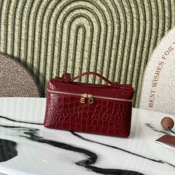 Extra Pocket L19 Burgundy Alligator Pattern Leather Ghw